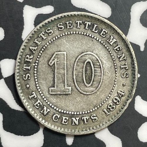 1894 Straits Settlements 10 Cents Lot#T1165 Silver! - Picture 2 of 2