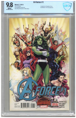 A-Force  # 1   CBCS   9.8   NMMT   White pgs   7/2015  1st App. Singularity, A-F