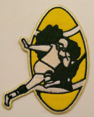 Green Bay Packers Embroidered Throwback Logo PATCH~3 5/8'' x 3''~Iron Sew On~NFL