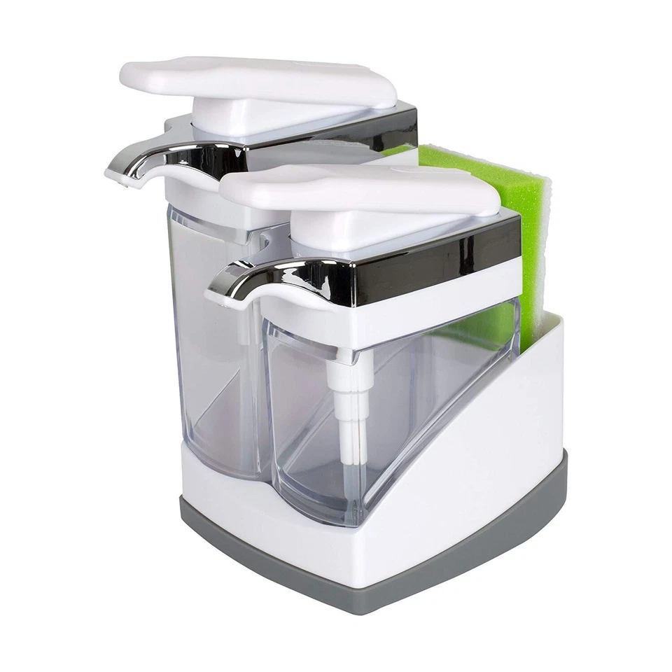 Casabella Fregadero Sider Duo con Esponja Almacenamiento para Plato y Jabón de Manos Negro/Blanco Foto 2 de 4