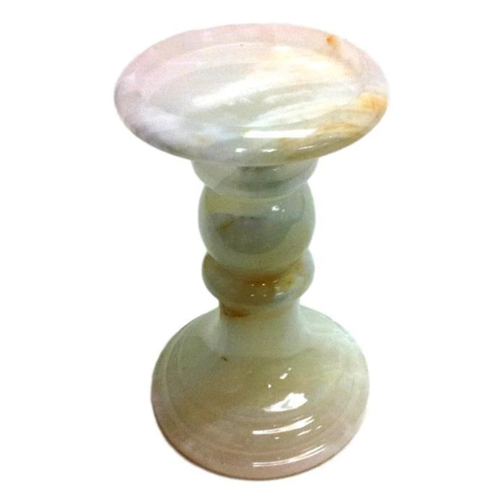 S | White Onyx 7-inch Candle Holder