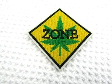 MARIJUANA LEAF AND ZONE IRON ON PATCH