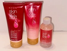 Avon Skin So Soft Skindisiac Red Passionfruit Silky Body Lotion Wash Oil Spray