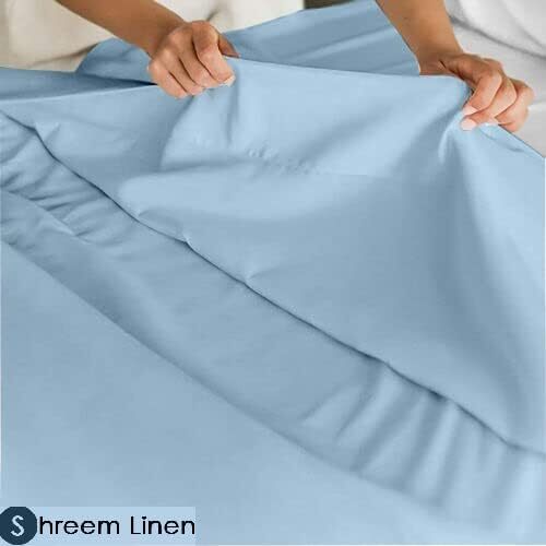 Waterbed Sheets King King Attached Light Blue Solid Fabric Egyptian