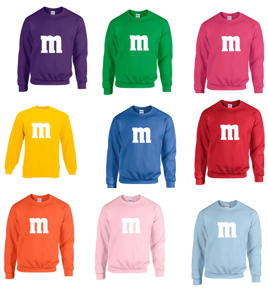 MARKENLOS Langarm Sweat Gruppenkostüm Paarkostüm Kostüm für M&M Fans Karneval Sweatshirt