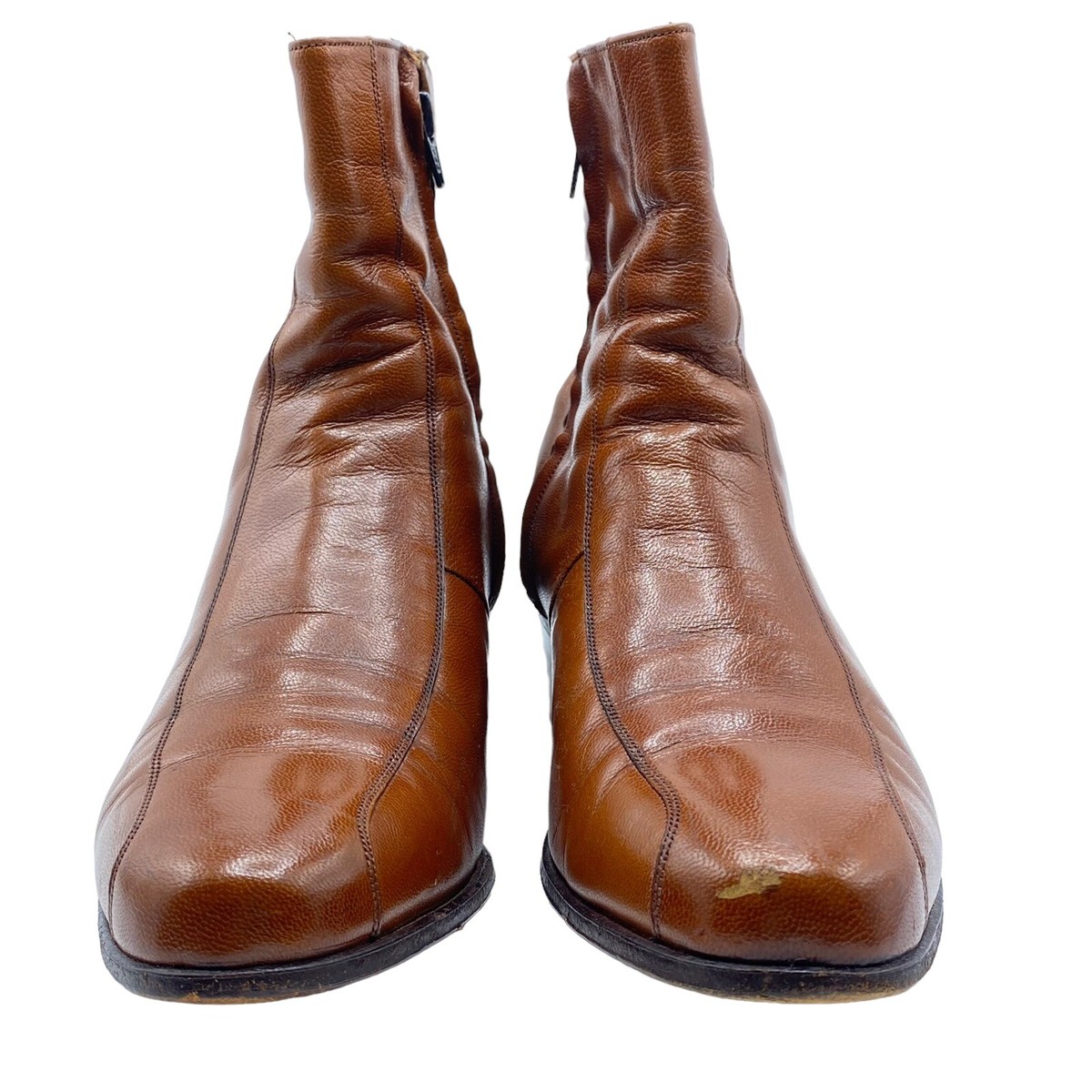 FLORSHEIM IMPERIAL MEN'SZ 9 BROWN LEATHER SIDE ZIP ANCLE BOOTS. | eBay