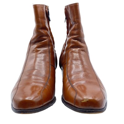 FLORSHEIM IMPERIAL MEN'SZ 9 BROWN LEATHER SIDE ZIP ANCLE BOOTS. | eBay