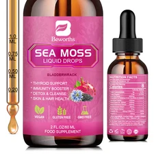 Certified Organic Sea Moss Drops - Irish Sea Moss Bladderwrack Burdock Root