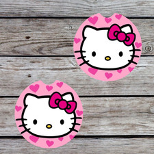 Hello Kitty Inspired Set Of 2 Neoprene Car Coasters