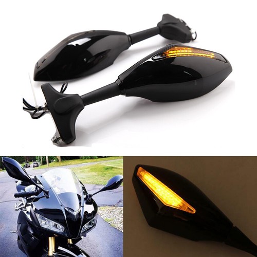 Motorcycle Mirrors With Turn Signals Smoke LED Turn Signal Mirrors