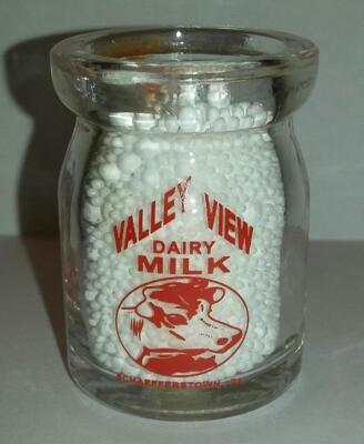 Very Nice Valley View 1/2 oz. Glass Creamer Bottle Schaefferstown, Pa