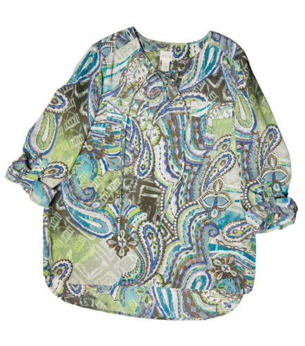Chicos mehrfarbiges Utility Shirt zwinkerfest Knopfleiste Bluse Größe 1 M/8 - Bild 1 von 5