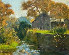 Impressionist landscape T. K. Hanna 1872-1951, listed CT, likely Heydenryk frame