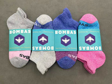 4 Pairs Bombas Women's Tri-Block Marl Honeycomb Ankle Socks Size M 4 Colors