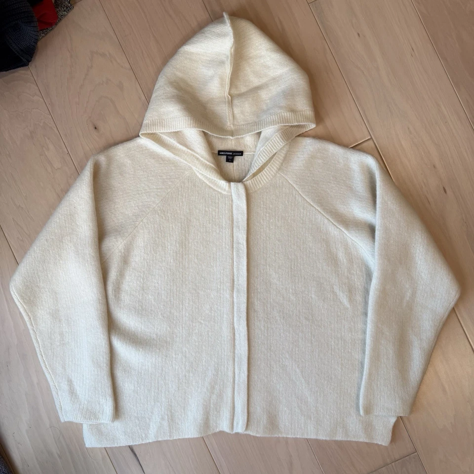 Chaqueta de cachemir James Perse para mujer 1 crema cremallera completa con capucha diseñador de lujo Foto 2 de 4