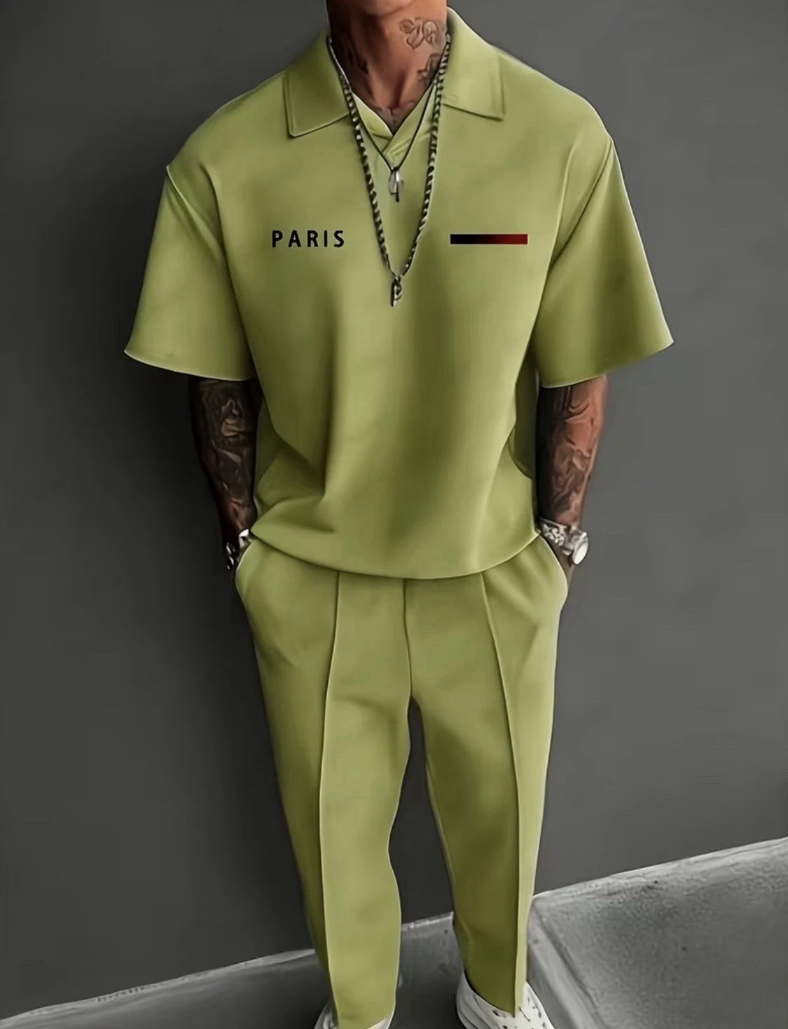 Men's Outfit 2 Piece Set Shirt & Pants Suit PLUS SIZE BIG 3XL