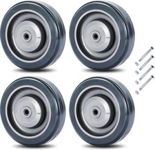 4 Pack 5" Polyurethane Shopping Cart Replacement Wheels Kit with Axle Bolts