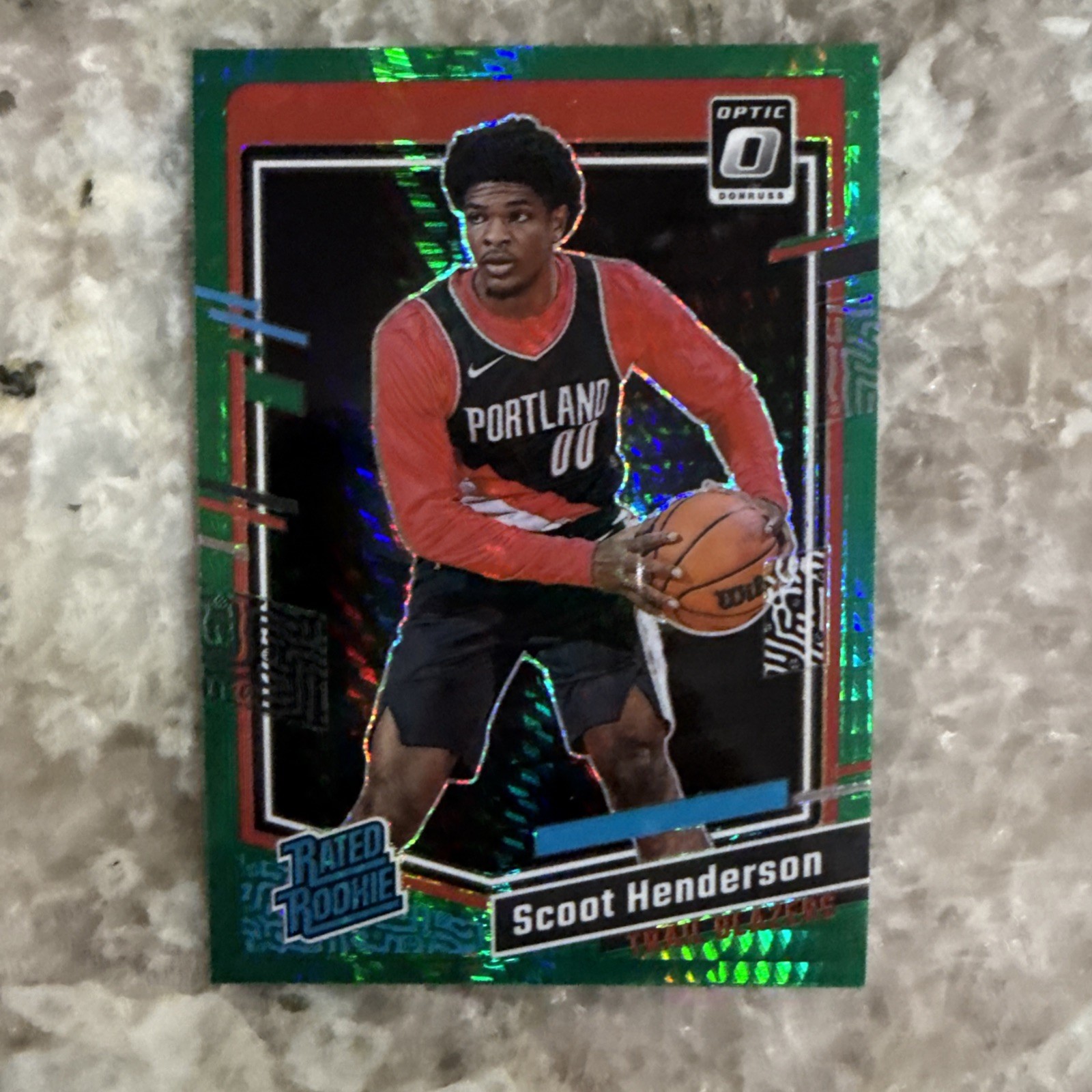 Scoot Henderson 2023-24 Panini Donruss Optic RC Green Hyper SP #239 Blazers