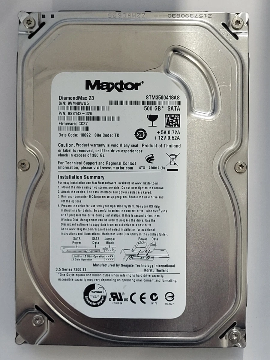 Disque Dur Maxtor STM3250318AS 250Go 3.5" - Pour Pièces (HS) - Bon état Visuel