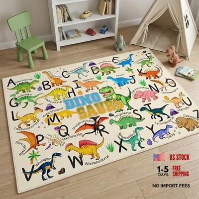 Educational ABC Alphabet Dinosaur Area Rug, 2.5x4 Feet, Kids Rugs for Playroom