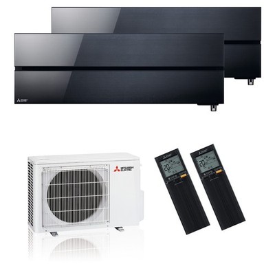 Mitsubishi Electric Klimaanlage Diamond Multisplit Set Onyx Schwarz 2 x 2,5 kW
