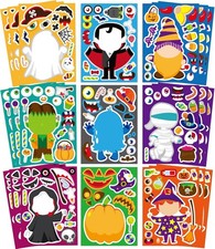 Halloween Stickers for Kids Make a Face Craft Party Favor Sheets 27 Pack