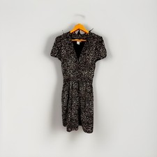 Max Studio Medium Women’s Brown Patterned Dress Short Sleeve Knee Length