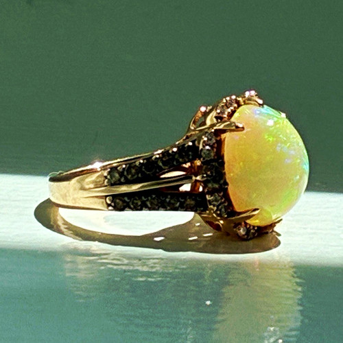 Le Vian 14k Rose Gold Oval Natural Multicolor Opal Diamond Ring Size 7