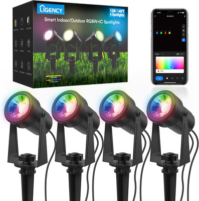 Ligency Spotlight Outdoor Smart Low Voltage Landscape Lights, 4 Pack Outdoor Spo