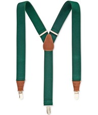 Club Room Mens Solid Woven Suspenders, Green, One Size