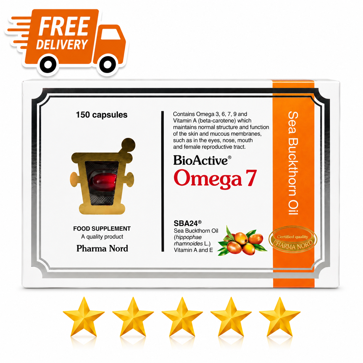 Omega 7 Sea Buckthorn Oil 60 Capsules SBA24 Food Supplement. Exp: 12/28