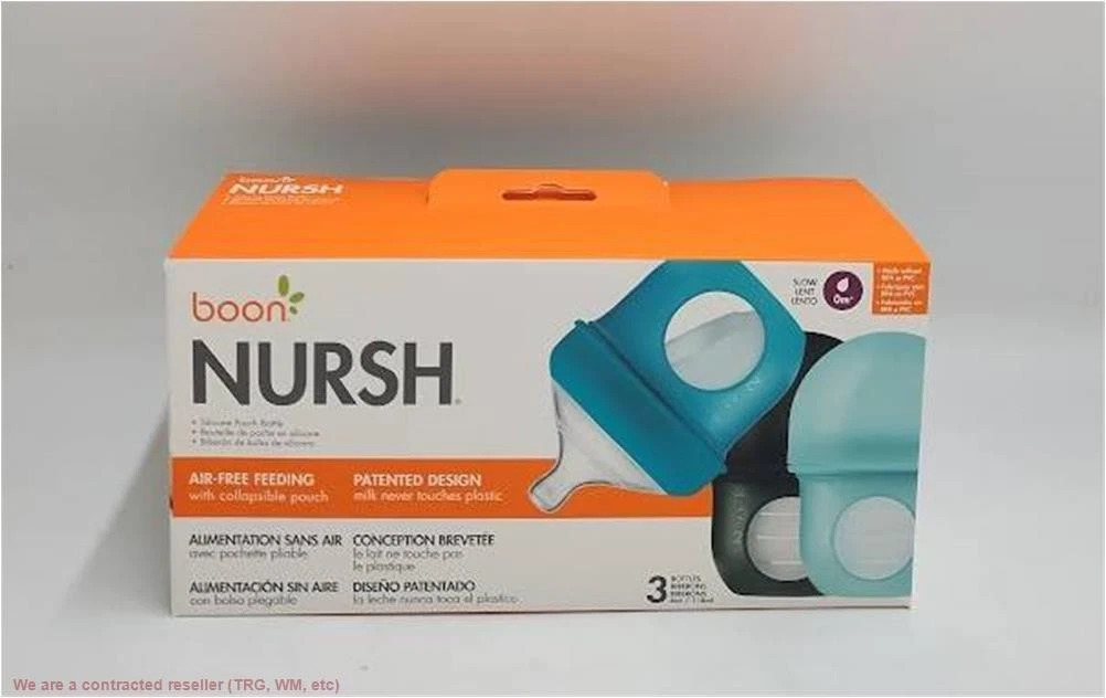Boon NURSH 4oz 3pk Silicone Bottle - Blue