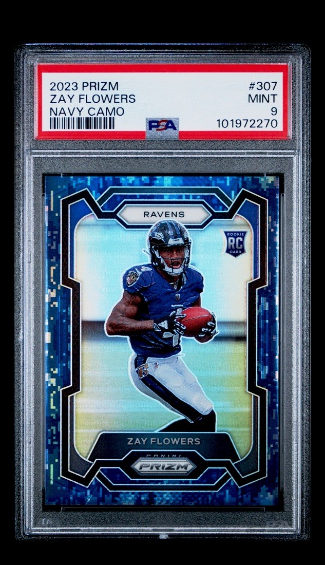 2023 Panini Prizm - Rookies Zay Flowers #307 Navy Camo Prizm /25