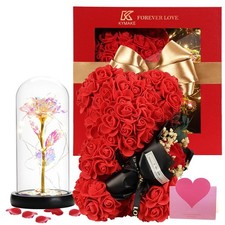 K KYMAKE Valentines Day Gifts for Her Rose Bear Wife Mothers Red 