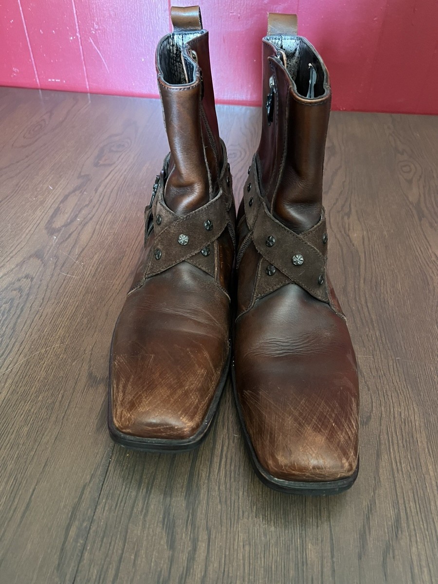 MARK NASON BOOTS BROWN LEATHER U ROCK LOUNGE ARROW CROSS  display picture 1