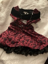 Girls Burgundy & Black Velvet Dress with Rhinestone Belt Size 8 BNWT Holidays