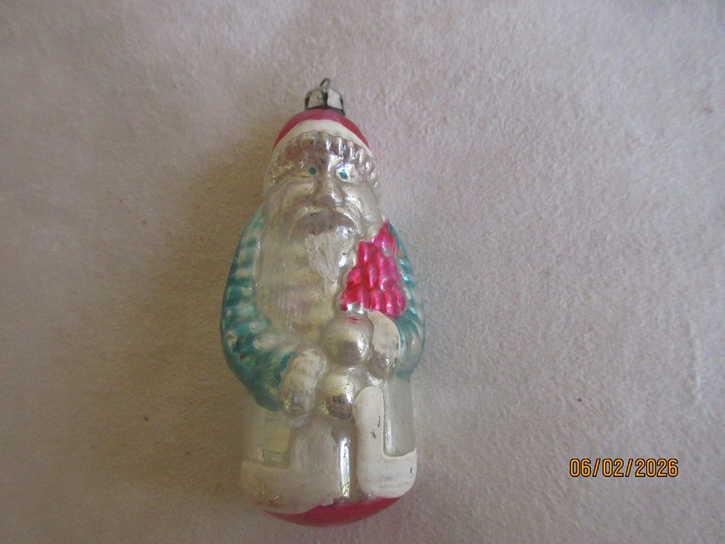 Vintage Poland Hand Painted Santa Claus Christmas Tree Ornament 3 1/4".
