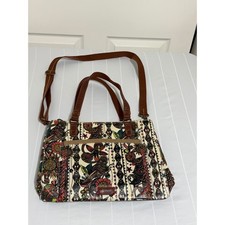 Sakroots Artist Circle Crossbody Bag Multi Color Floral Canvas Satchel Purse