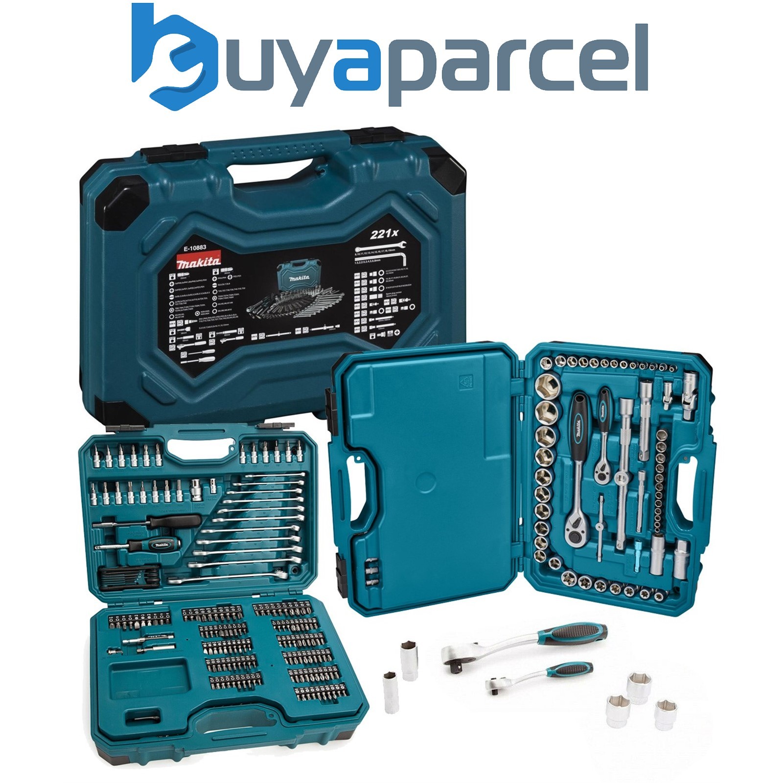 Makita E-10883 221 Piece General Maintenance Kit Spanner Socket Screwdriver Set