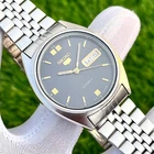 Vintage Seiko 5 Black Sunburst Dial Automatic Japan Made Men’s Watch 6309-8840