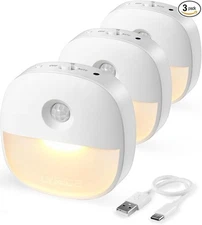 Lyridz Rechargeable Night Light, Motion Sensor Battery Nightlight, Mini Stick-on