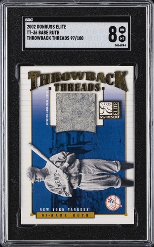 2002 DONRUSS ELITE THROWBACK THREADS BABE RUTH SGC 8