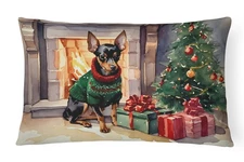Miniature Pinscher Cozy Christmas Fabric Decorative Pillow DAC2705PW1216