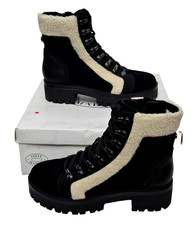 Image of STEVE MADDEN Womens Lovely Groove Black Zip Up Block Heel Boots EU 37 UK 4