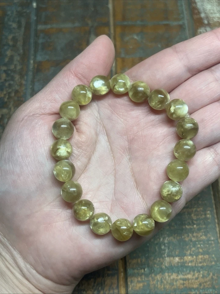 "Pulsera de cuentas de mica dorada - cuentas de piedras preciosas pulidas de 10 mm - 7""" Foto 3 de 4