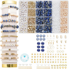 DIY Jewelry Making Kit, 1000 Beads with Letters, Turquoise and Pearl Beads, Gol