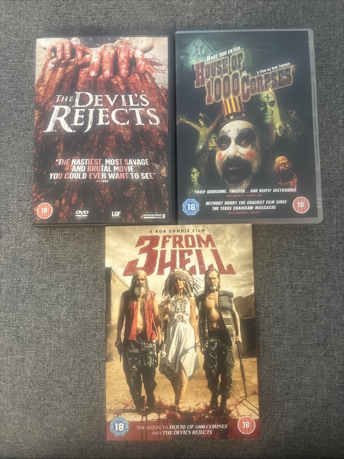 Rob Zombie Trilogy DVD - 3 From Hell , Devils Rejects , House 1000 Corpses