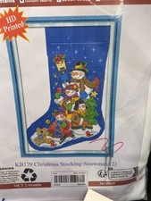 LARGE CHRISTMAS STOCKING PICTURE CROSS STITCH KIT OF 4 SNOWMAN