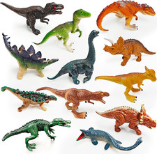 12 Dinosaur Figurines for Kids, Plastic Animal Toys Tiny Portable Dinosaur Figur