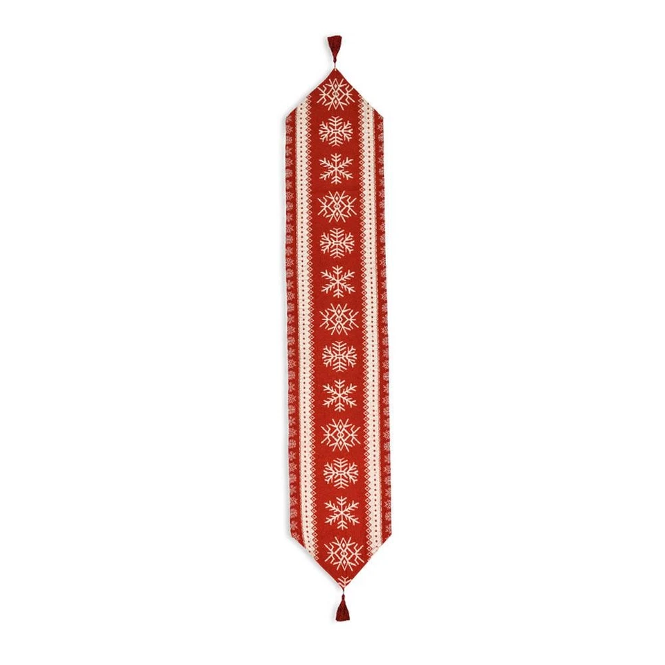 Snowflakes on Red Pattern Tablecloth Holiday Runner 76.5 Inches - Image 4 of 4